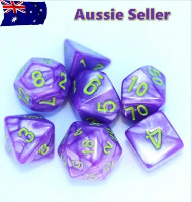 $8.97 • Buy Dice 7 Piece Set D & D Purple & Green Polyhedral Pathfinder Dungeons & Dragons