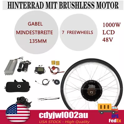 28  E-Bike Electric Bicycle Motor Conversion Kit With LCD For Rear Wheel 1000W • $174.80