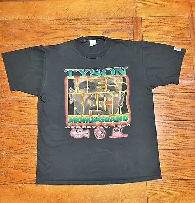 Vintage Black Mike Tyson He's Back Tee (1995) Size Xl / 100% AUTHENTIC • $150