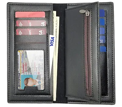 Men Business Bifold Wallet Long Clutch Leather Purse RFID Blocking Card Holder • $8.98