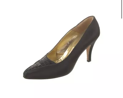 St John Satin Pumps US 7.5 Black 3.5” Heels In Good Condition. +Pre Owned* • $30