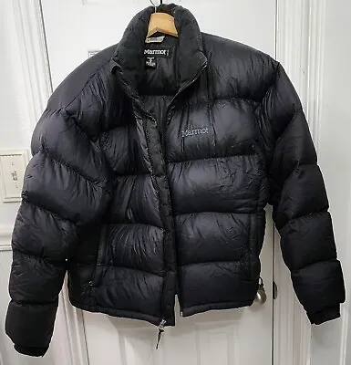 Vintage Mens Black Marmot Down Jacket Puffer Size M • $55