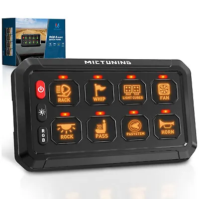 $169.99 • Buy MICTUNING RGB 8 Gang Switch Panel Wireless LED Light Bar Relay System Marine Boa
