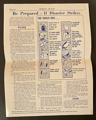 ANTIQUE Oct 1962 Civil Defense Division Nuclear Attack Checklist VTG Georgia PH • $5.25