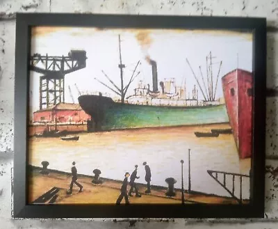 £12 • Buy Ls Lowry 27 X 22 Cm 'Queens Docks' Block Framed Print.