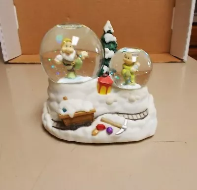 Disney Enesco Double Snow Globes Music Box Snow White Seven Dwarfs  Greensleeves • $22.01