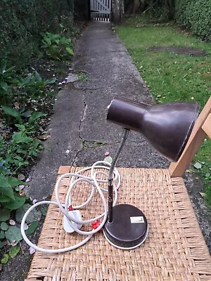 Vintage Brown Gooseneck Desk Table Lamp Light Mid Century Flexible Head MCM Retr • $26.10