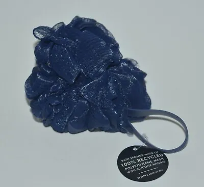 Bath & Body Works Blue Mesh Shower Sponge Loofah Pouf Soft Silicone Handle Strap • $5.99