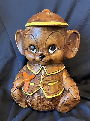 Vintage Treasure Craft Cookie Jar Mouse With Toy Airplane • $15