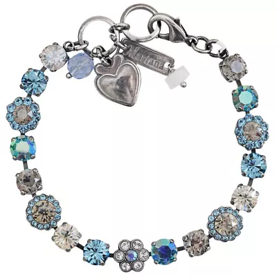 Mariana  ITALIAN ICE Blue Silver Petite Floral Flowers Mosaic Crystal Bracelet • $163