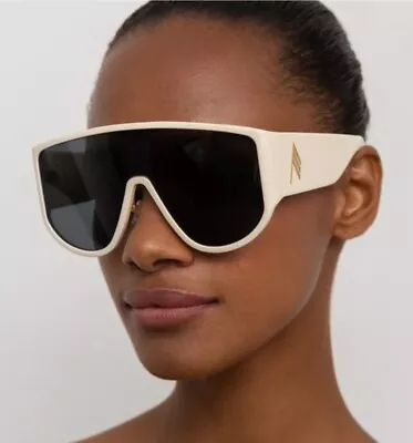 Linda Farrow  The Attico Iman Shield Sunglasses In White • £219