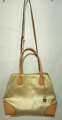 Michael Kors Gold Leather Tote Handbag Purse. Clean Inside Cond Issues Outside • $39.93