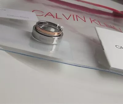 Calvin Klein Stainless Steel & Rose Gold Plated Band Ring Uk-l; Us-6; Bnwt £59 • £14.99