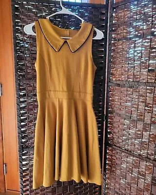 Mustard ModCloth Fit Flare Retro Collared CHARISMA Knit Dress Smak Parlour... • $18