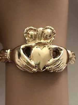 Vintage 14k Ladies 10mm Irish Claddagh Sz 5 Ring 3 Grams • $199.99