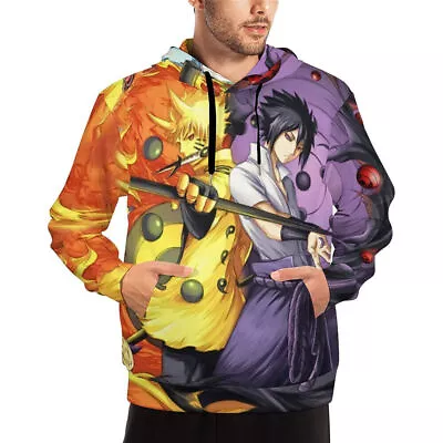 Men Women Hoodie Naruto Hooded Sweatshirt Couple Tops Shirt Clothes Anime Print • £17.75