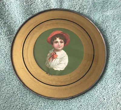 Antique Chimney Fireplace Flue Cover Victorian Little Boy Old Glass Metal Frame • $25