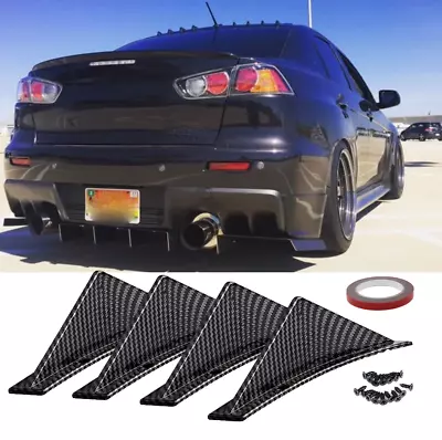 Rear Diffuser Lip Splitter Shark 4-Fins Spoiler For Mitsubishi Lancer Evo X • $19.29