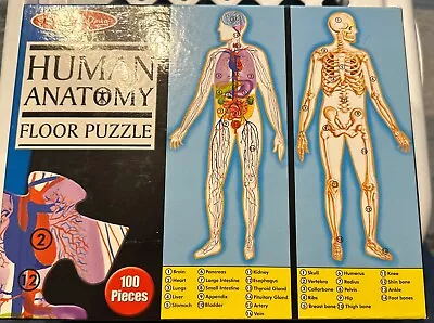 Melissa & Doug Human Anatomy 100 Piece Double Sided 4 Foot Floor Puzzle NEW! • $5.50