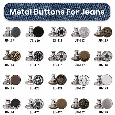 Jean Button Replacement Snap Buttons Metal Flat No Sew Perfect Fit Jeans Pants • £2.89