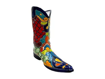 Talavera Cowboy Boot Planters Pot Home Decor Folk Art Mexican Pottery Height 12  • $98