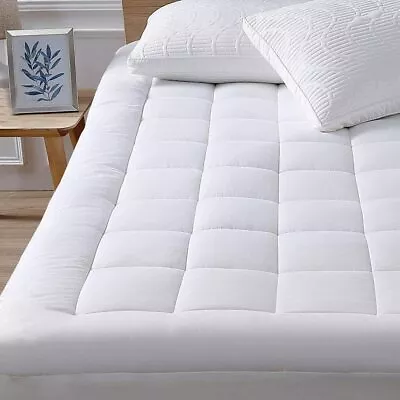 Queen Size Mattress Pad Cover Memory Foam Topper Luxury Thick Bed Pillow Top • $50.37