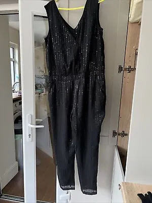 Marks & Spencer Collection Black Sequin Jumpsuit. 14 R BNWT • £10