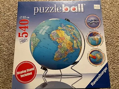 Puzzle Ball 540 Pieces 3D Globe World Map Earth With Stand Spins Ravensburger 9  • $9.99