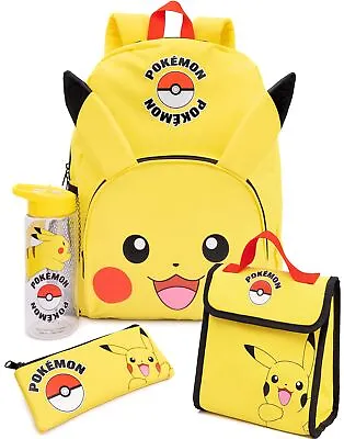 $43.99 • Buy Pokemon Pikachu Backpack Set Kids 4 Piece Lunch Box Water Bottle Set One Size