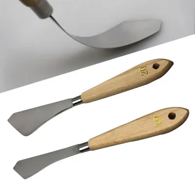 2PCS Metal Palette Knife Wooden Handle Painting Mixing Knives Crafts Art Tool UK • £5.99