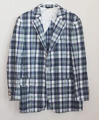 Brooks Brothers Madison Fit Blazer Sport Indian Cotton Madras Plaid Summer 40L • $74.99