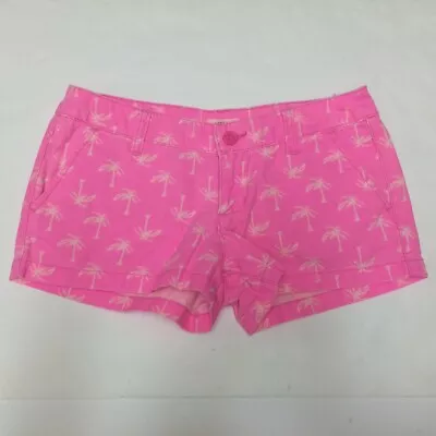 Mossimo Supply Co. Size 1 Women Low Rise Chino Short Shorts Pink Palm Trees • $11.99