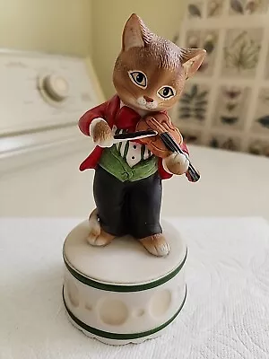 Vintage Schmid Gordon Fraser Music Box Cat Playing Violin 1985 • $12.99