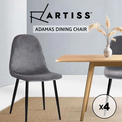 $196.95 • Buy Artiss Dining Chairs Velvet Seat Cafe Kitchen Chair Modern Iron Leg Dark Grey X4