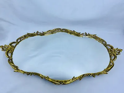 25” French Ormolu Oval Mirror - Vintage Vanity Tray • $275