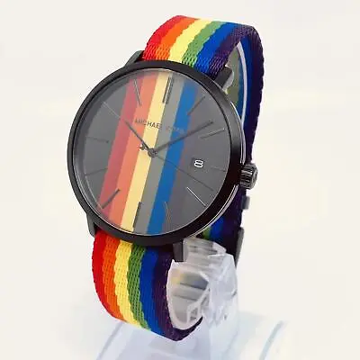 Michael Kors Blake 42mm PVD Steel Pride Rainbow Quartz Unisex Watch MK8713 • $159