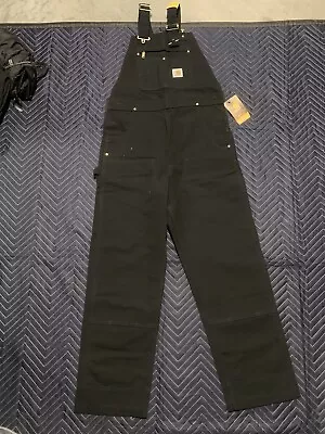 CARHARTT Men’s 32 X 32 Black Duck Double Knee Bib Overalls Pants • $80