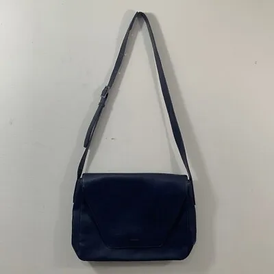 Matt & Nat Messenger Bag Unisex Navy Blue Vegan Leather Lesson Laptop Bag • $29.99