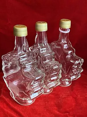 Lot Of 3 Empty Canadian Maple Leaf Collectible Clear Glass Liquor Bottles 7”Tall • $22