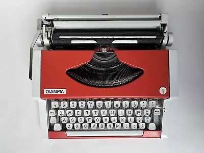 Vintage Olympia Traveller De Luxe Typewriter Yugoslavia Red Orange W/ Case • £298.76