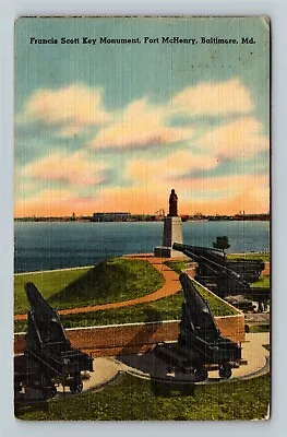 Baltimore MD-Maryland Francis Scott Key Monument C1942 Vintage Postcard • $7.99