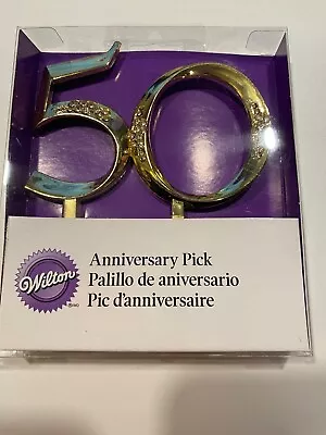 Wilton 50th Anniversary Gold Pick Cake Topper Decoration New • $9.99
