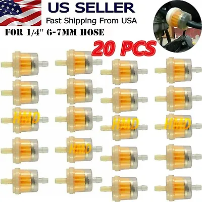 20pcs Motor Inline GAS Oil FUEL Filter Small Engine For 1/4'' Line 6-7mm Hose • $9.49