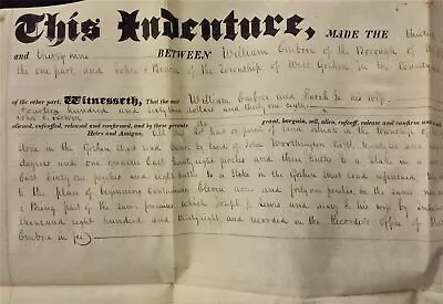1839 Antique VELLUM DEED Chester Pa EMBREE West Goshen BOWEN Indenture Land • $124.95