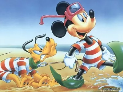 MICKEY MOUSE AND GOOFEY CARTOONS CHILDREN ART POSTER REPRINT  11 X 17 • $14.99