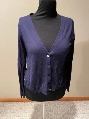 Matilda Jane Women Navy Blue Sweaters Cardigan Size S Floral Lining Button Down • $11.98