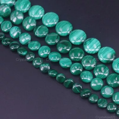 Grade AAA Natural Malachite Gemstone Round Coin Candy Beads 8mm 10mm 12mm 15.5  • $23.58