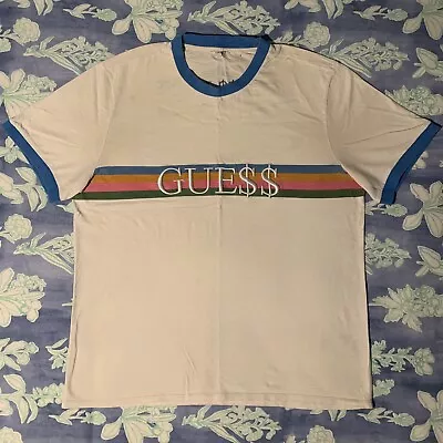 Genuine XXL (2XL) Guess X Asap Rocky (Gue$$ X A$ap) White Embroidered T-shirt • £15