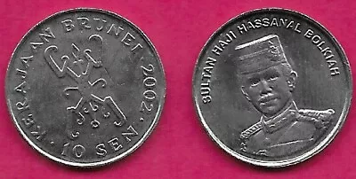 Brunei 10 Sen 2002 Unc Ruler Sultan Hassanal Bolkiahuniformed Head Leftnative • $2.45