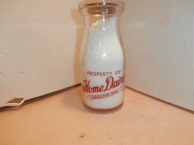 $99.99 • Buy Home Dairy Half Pint Milk Bottle, Lancaster, Ohio, Great Graphics Swimming